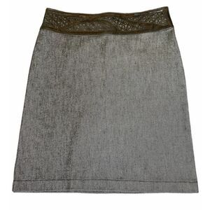 Anja Flint Denim Skirt Laser Cut Leather Band S